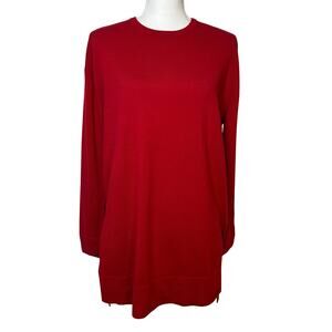 J.Jill red 100% cashmere red long sleeve tunic crew neck sweater size M